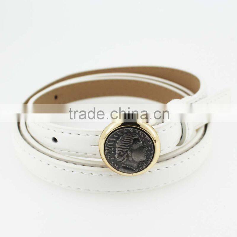 2015 NEW PU fashion girls dresses belt with Ebossed bronze buckles in yiwu