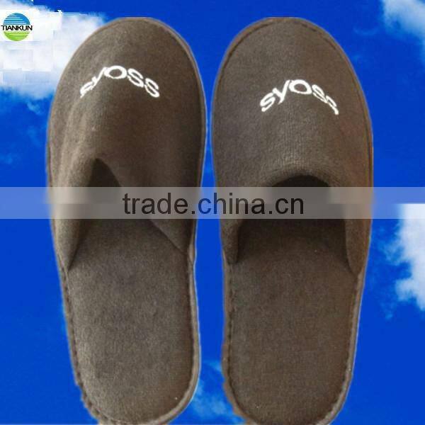 black color men's terry towel hotel slipper
