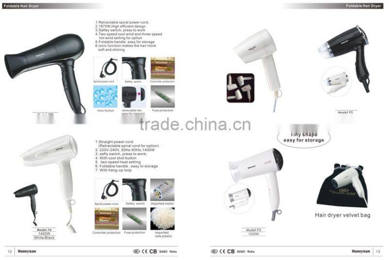 Hotel foldable hood hair dryer professional removable hotel folding hair dryer 1200W