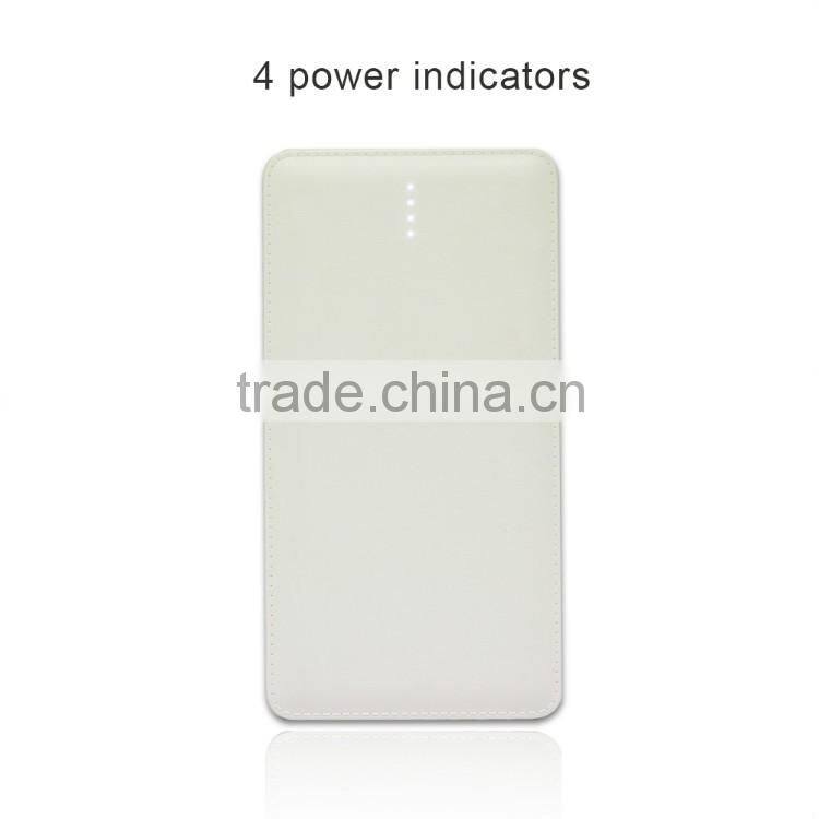 2 kinds of output leather power bank 10000mAh with integrated cable