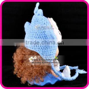 baby knitting winter hat in pig pattern