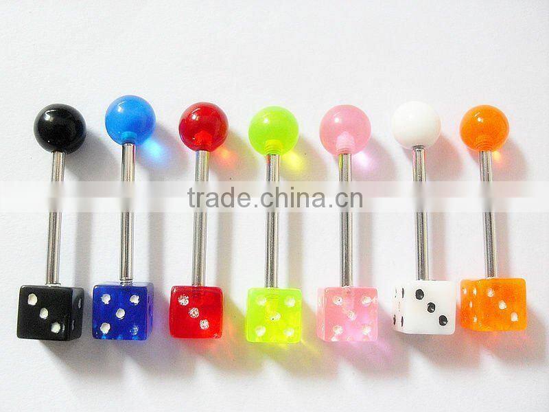 Flexible UV Acrylic Dice Tongue Ring