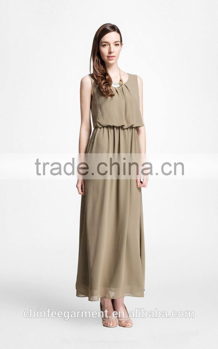 Casual Women Sleeveless Chiffon Maxi Dresses