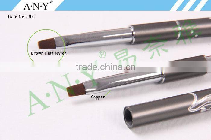 ANY Nail Art UV Gel Nails Building Metal Handle Nylon Hair Flat UV Gel Nail Brush