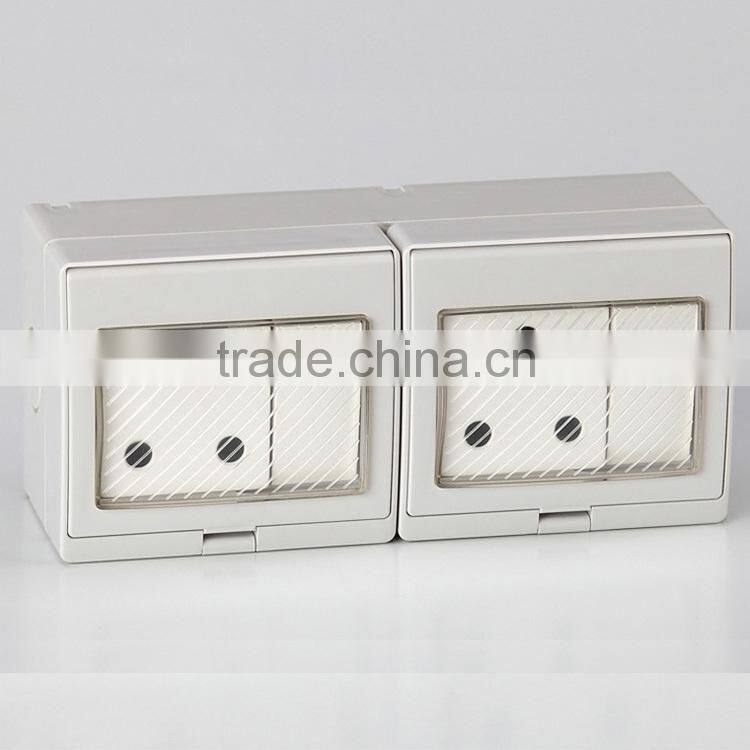 Hot Sales Two-Position South African Switch 220V AC waterproof socket with cover (IP55)