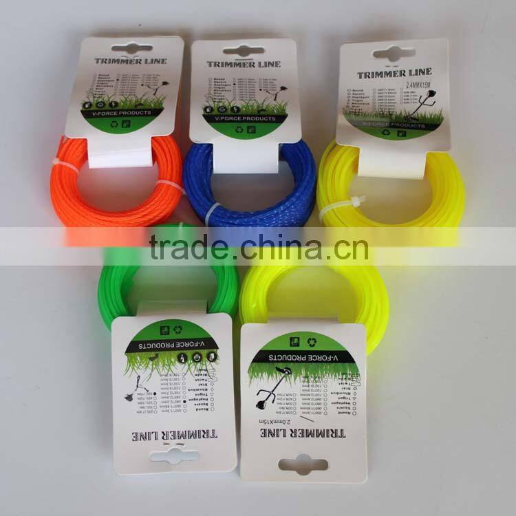 2.4mmX15m Grass Trimmer Line Nylon Trimmer Line With Packing Head Card