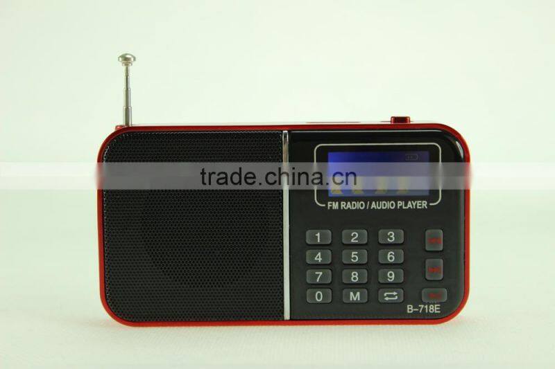 2015 hot selling B-718 TF card MP3 audio player portable mini usb radio speaker