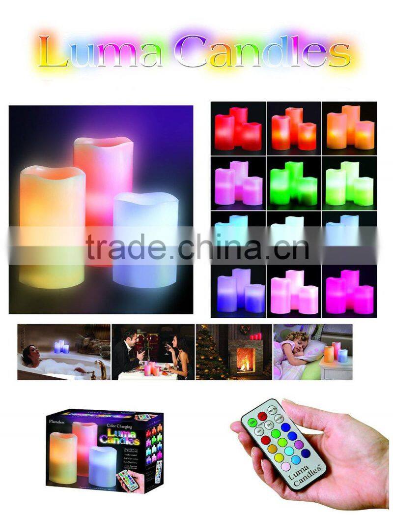 Battery-Operated Real Wax Flameless Candles LED Color-Changing Candles with Remote and Timer