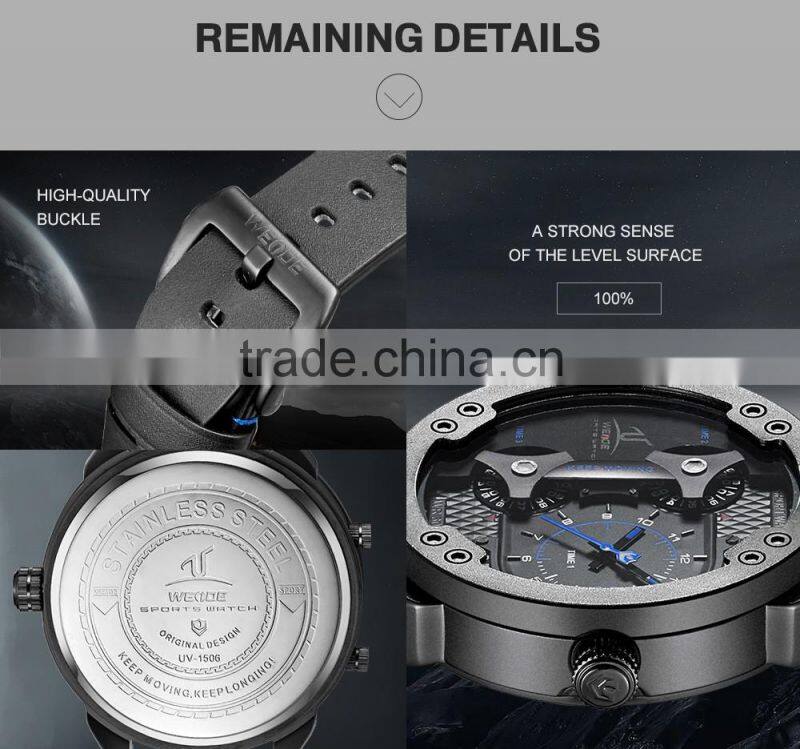 WEIDE Luxury Watch Brand Men Quartz Watches Genuine Leather Watch Strap Waterproof Casual Wrist Watches Men