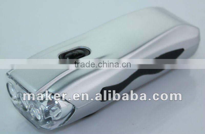 3 LED Cranking Dynamo Plastic Flashlight