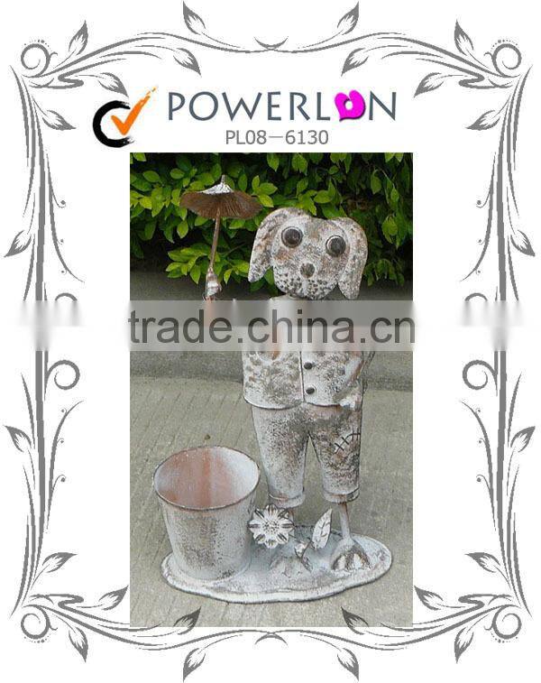 Cheap Price Unique Novelty Wrough Iron Standing Dog Plant Pot For Patio Garden Backyard I29M TS05 G00 X00 PL08-6130