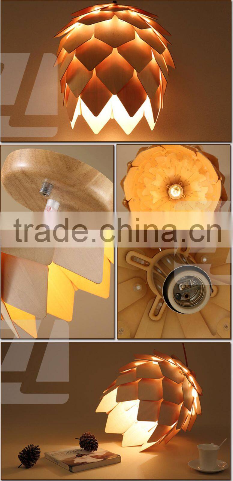 Modern Artichoke Lighting Crimean Pine Cone Wooden Pendant Lamp