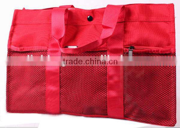 promotional beach bags,mesh beach tote bag with outside pockets