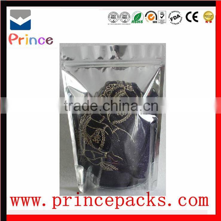 zipper metalized plastic packaging bag for garment packing