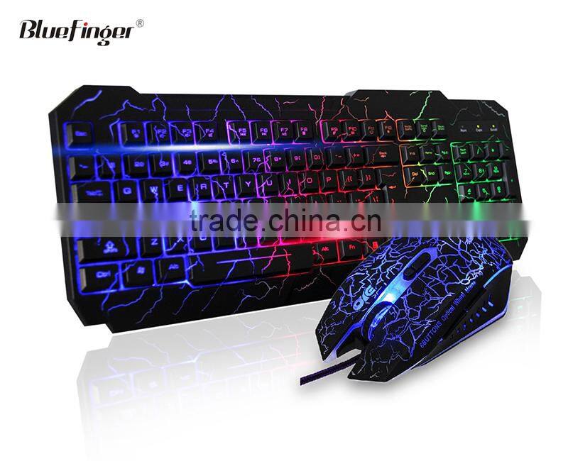 Cool Crack parttern color backlit PC Keyboard and 6 button mouse