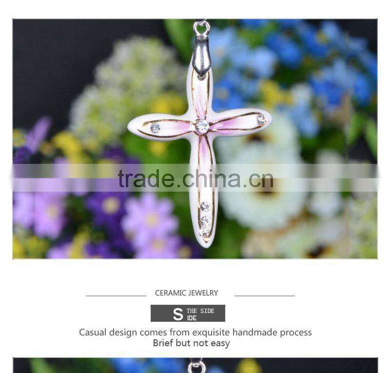 Hot selling Jesus cross ceramic pendant necklace