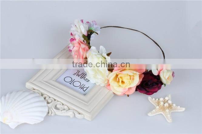 charming flowers elastic headbands,artificial flower crown hair jewelry accessories