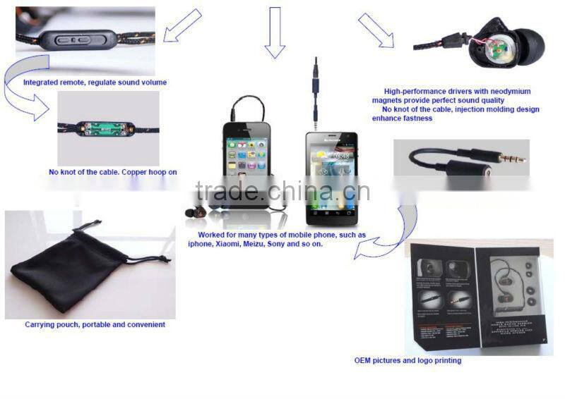 Original stereo best-selling braided wire earphones headphones