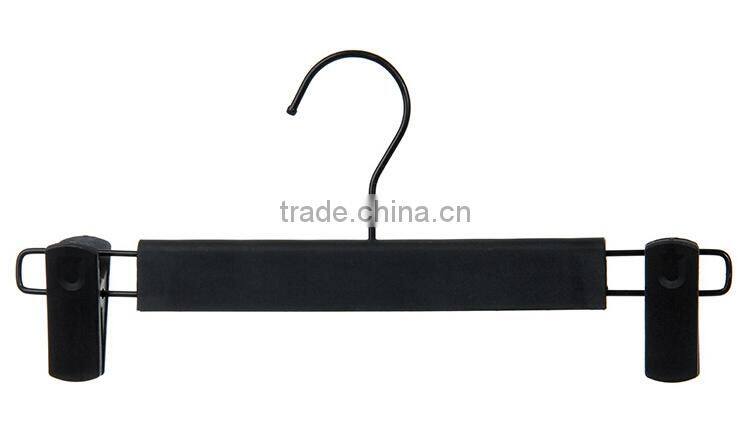 Adjustable Matting Black Plastic Pants Hanger with Clips, for Skit/Bottom