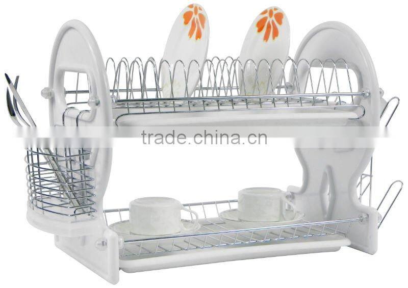 2 tier dish rack with 9 shape plastic side