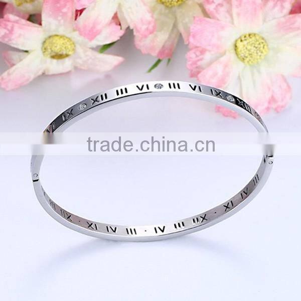 Stainless Steel Jewelry Rhinestone Roman Numerals Bracelet