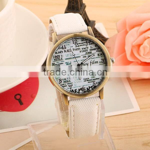Cheap Price Retro Denim Canvas Design Fashion Newspaper Watch