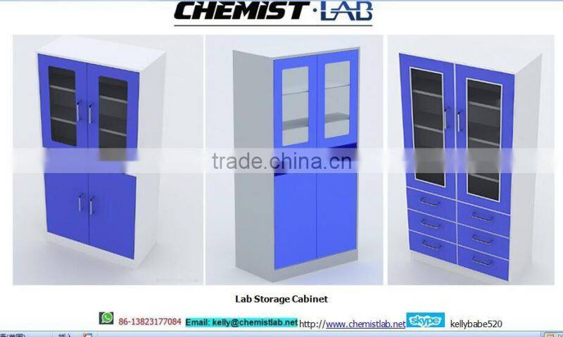 laboratory tall steel glass door chemical reagent storage cabinet with drawers