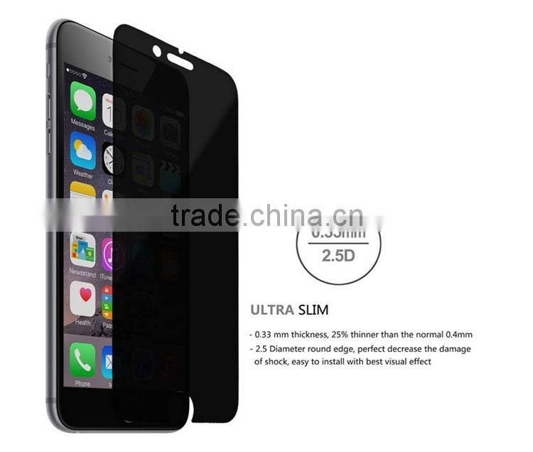 2.5D 9H explosion-proof Anti-privacy tempered glass screen protector for iphone 7.