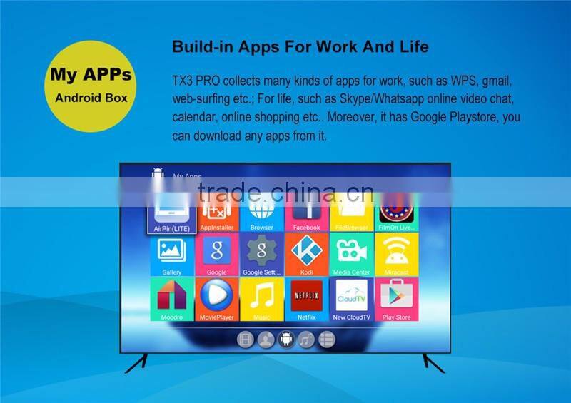 TX3 PRO Smart Tv Box Qbox Hd Receiver Play Store Kodi Android 6.0 Marshmallow Tv Box