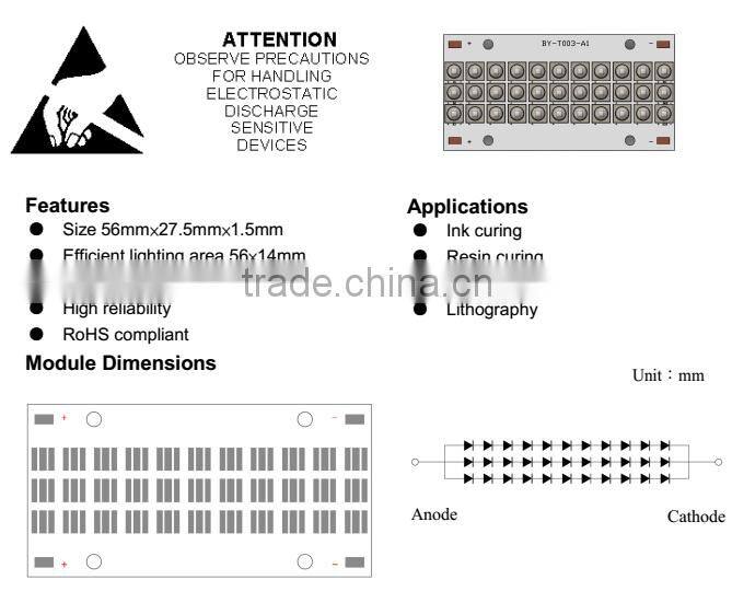 High Quality 99W 38-42V SMD UV LED Module For UV Curing System