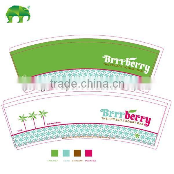 16oz customer printing single PE coated coffee cup paper fan