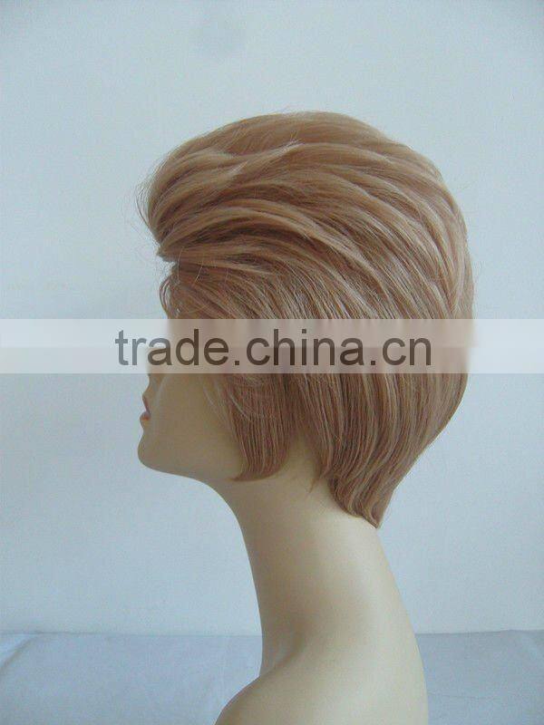 Top quality synthetic hair short ladies wig without bangs