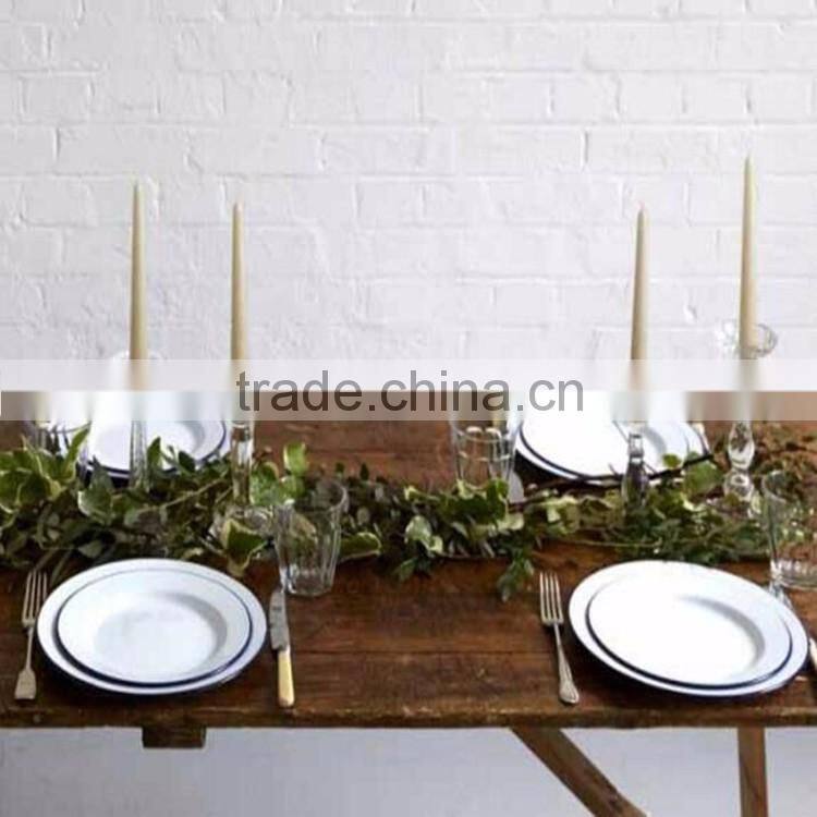 Kitchen Enamelware Accept Private Lable Oval Enamel Plate pie dish plate with coloured rim