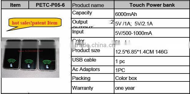 Best sellers!!! 6000mAh power bank with usb output for mobile phone
