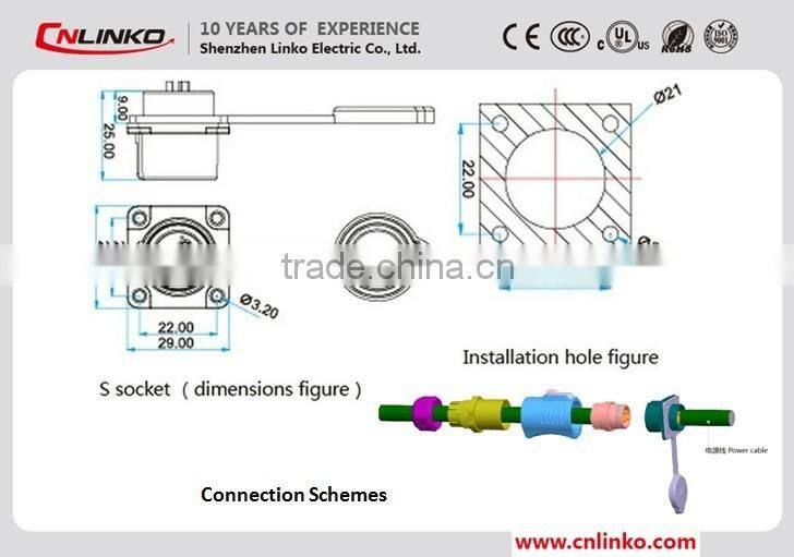 IP67 Waterproof Welding Plug and Sockets Connector PIN Connector 9, for Audio Amplifier Connector