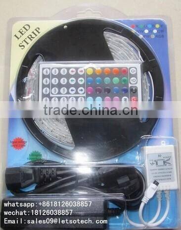 DC12V 5M 300leds LED Light Source Flex LED Strips Type rgb led strip with 44 key ir remote controller and12V 5A Power Adapter