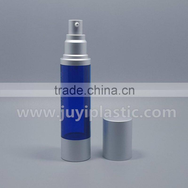 50ml silver airless cream bottle 30ml good design gold/silver/blue airless perfume bottle matt white color cosemtic bottle
