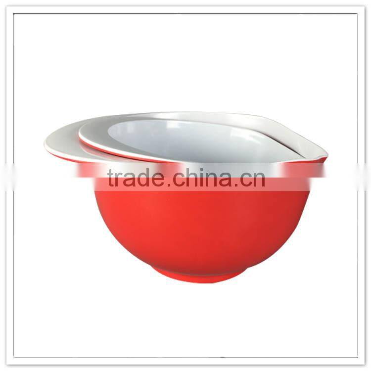 2pcs Chef Cake making used cap shape with mouth red & white two tone melamine large mixing bowl
