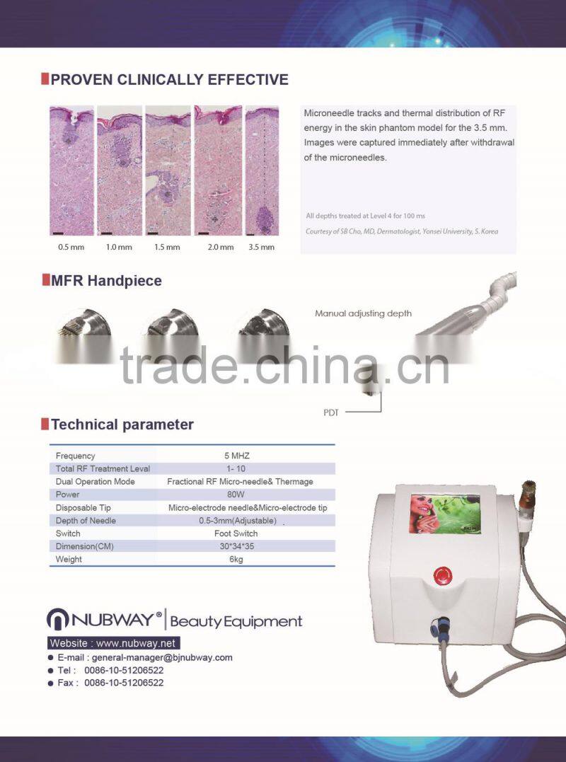 fractional rf face lift machine/microneedle skin rejuvenation microneedle fractional rf machine