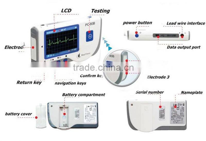 New arrival .Portable / Handheld Color Screen ECG EKG Heart Monitor PC-80B model -Maggie