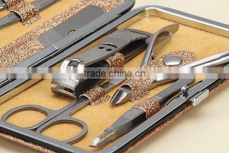 Bonvatt beauty stainless steel manicure set shining colorful pouch luxury manicure set