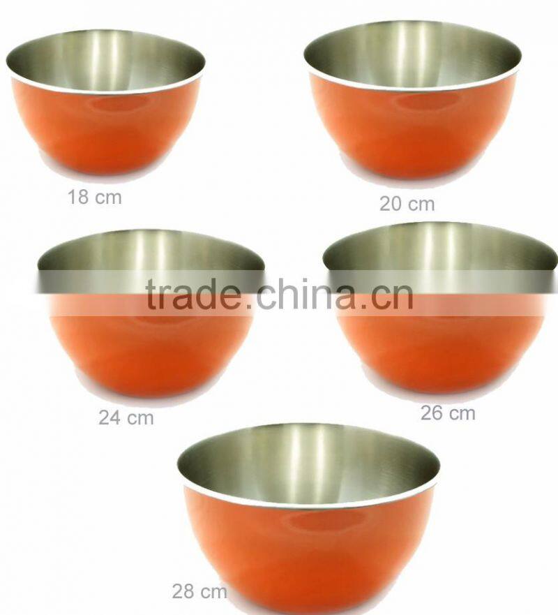 modern metal colored stainless steel unique deep fruit mixing bowl