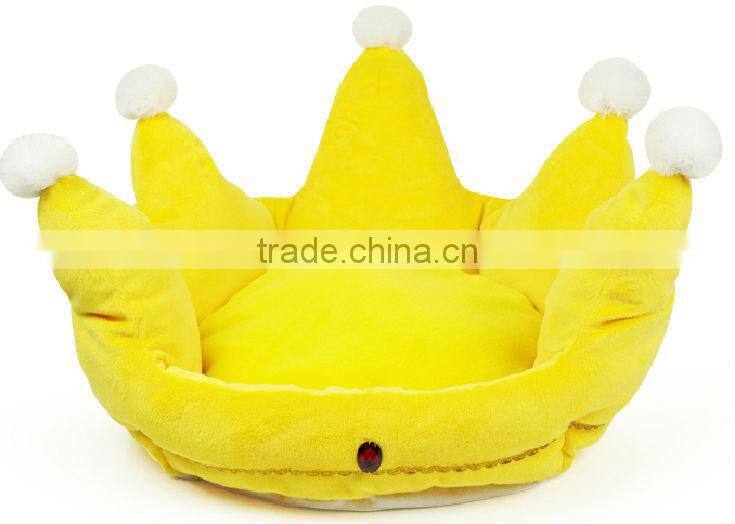 Pet Dog Cat Crown Shaped Bedding/Yellow 47*32cm