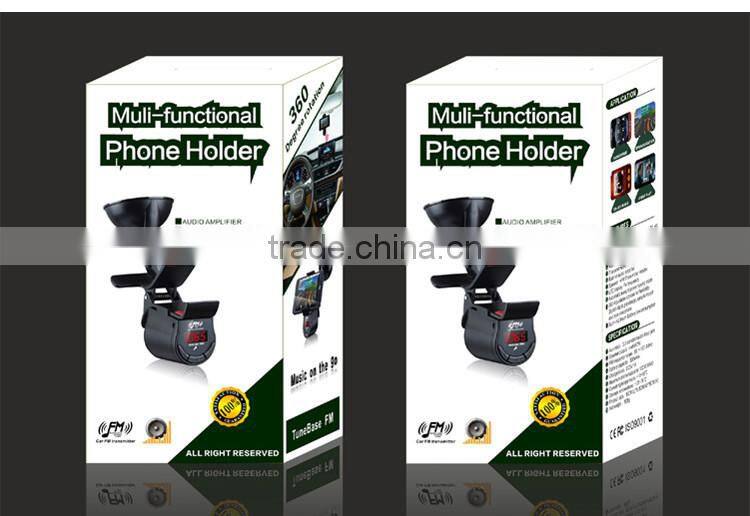 Car FM Transmitter with Phone Holder Handsfree Calls