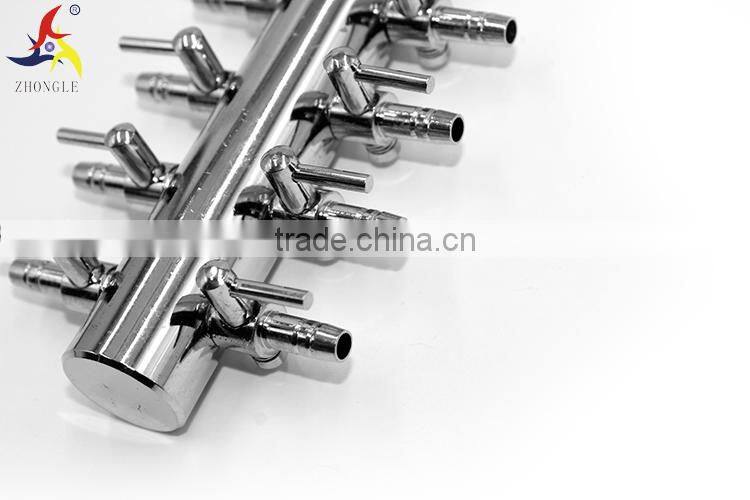 New design 8 mm inlet diameter one way in 8 way out metal air control valve