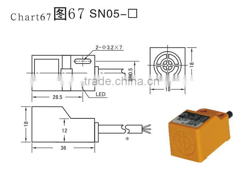 SN05-N2 NPN NC DC Horn type inductive Proximity switch No-embedded type sensor