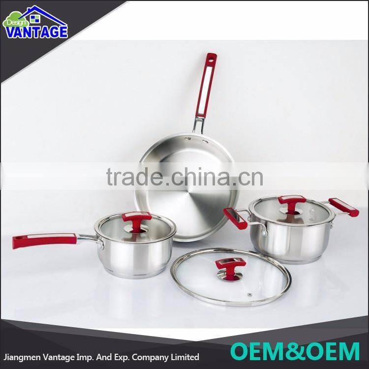 Cheap price kitchenware wholesale 6pcs sets of stainless steel cookware non stick pot