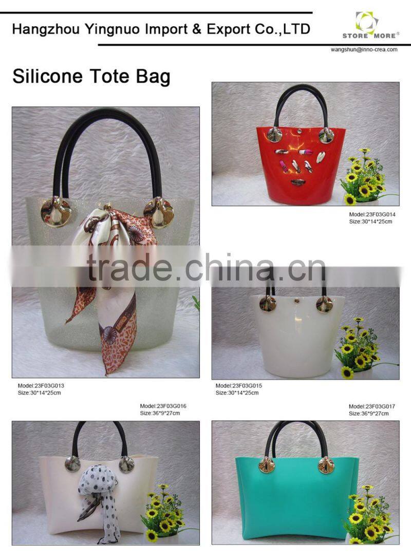 Hot sell Beach Bag Tote with Zipper Closure, Red Silicone