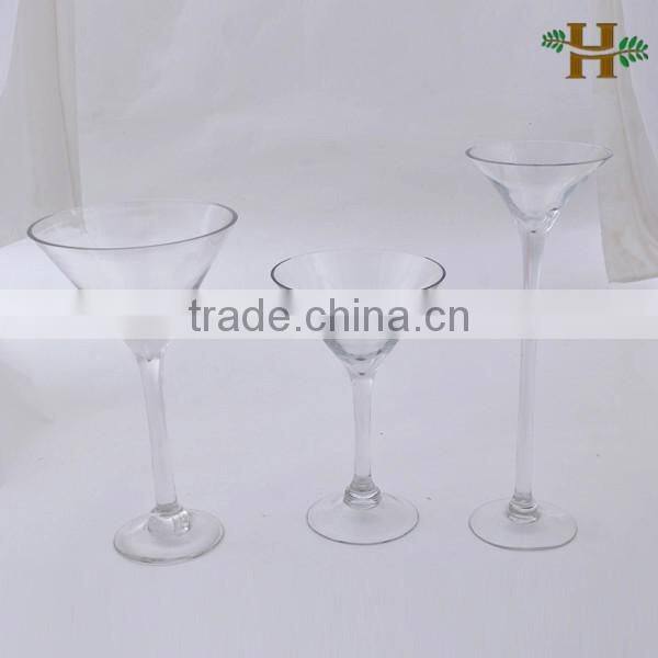 Handmade Glass Vase Red Colored Long Stem Martini Glass Vase