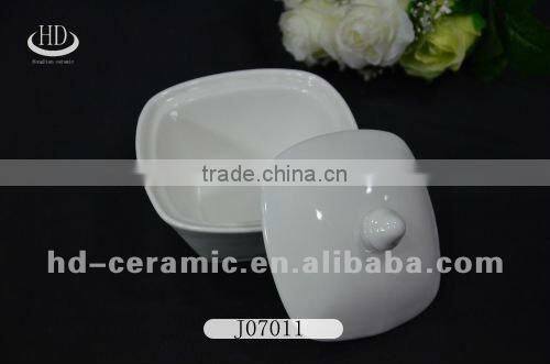 White ceramic sugar bowl,ceramic sugar pot with lid